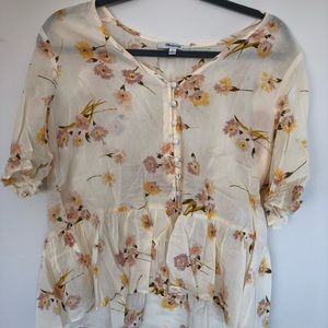 Madewell yellow floral blouse